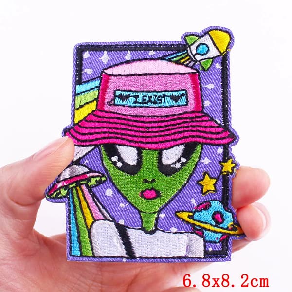 Prajna Alien Embroidered Patches On Clothes DIY Space UFO Applique Clothing Thermoadhesive Patches for Clothing Stickers Badges - Image 4