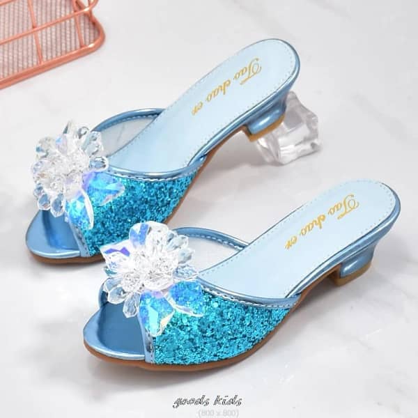 Girls Summer Frozen Sandals Slipper Sequined Princesse Children High Heel Party Dress Elsa Shoes Leather Slipper For Kids Slides - Image 3