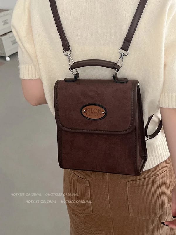 Suede Retro Shoulder Bag Female 2025 New Niche Portable Commuter Bags Fashion Trend Schoolbag Simple Leisure Cowhide Backpack - Image 4