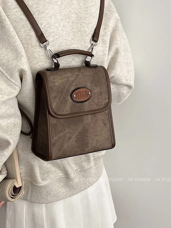 Suede Retro Shoulder Bag Female 2025 New Niche Portable Commuter Bags Fashion Trend Schoolbag Simple Leisure Cowhide Backpack - Image 2